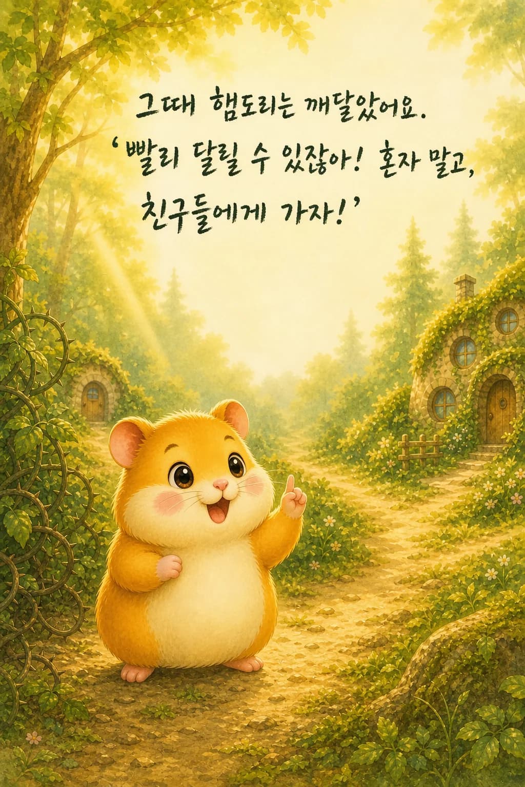 반짝이는 눈으로 결심하며 일어서는 햄도리