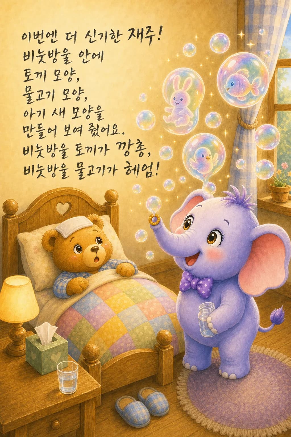 동물 모양 비눗방울들