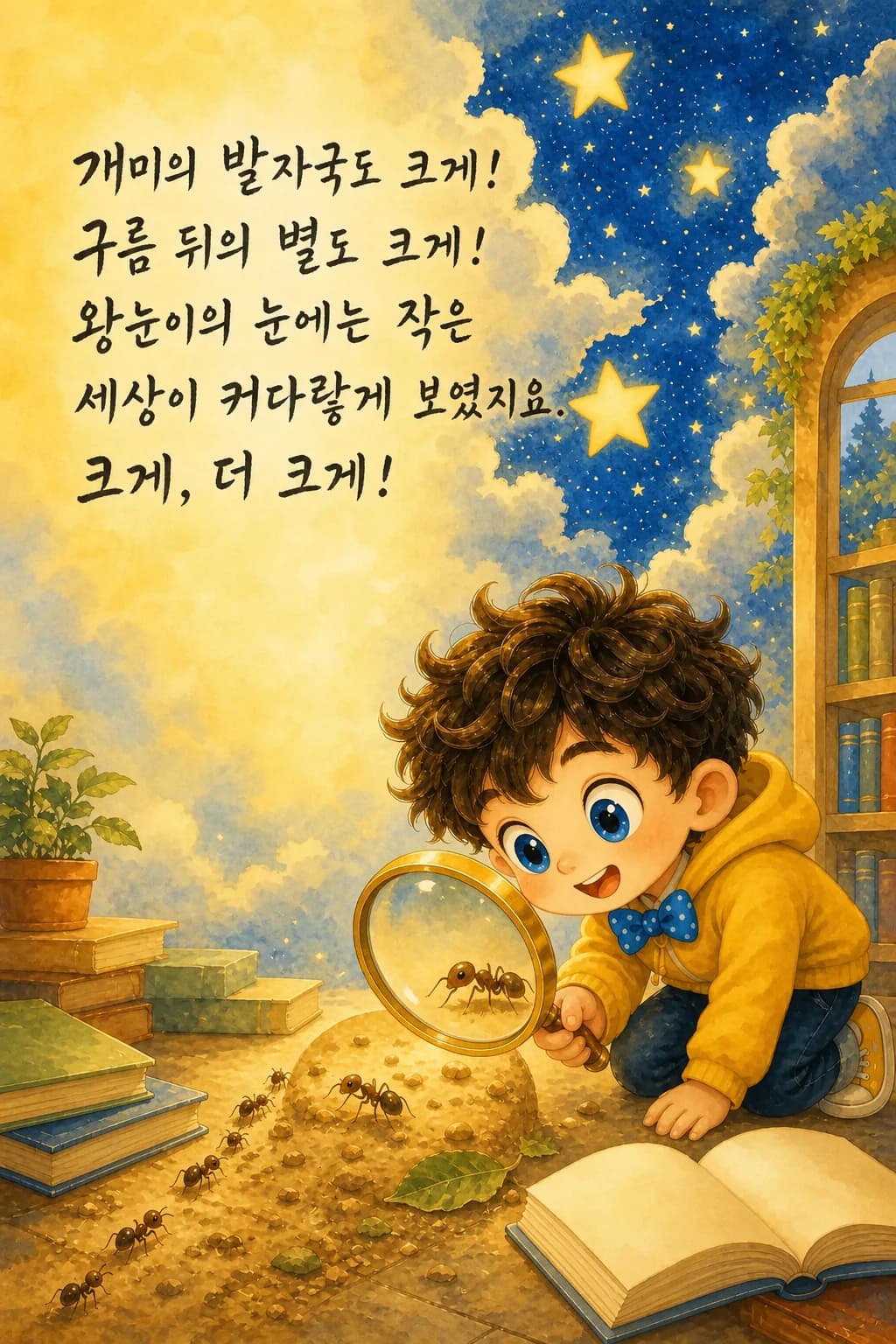 크게 보이는 개미 발자국과 별