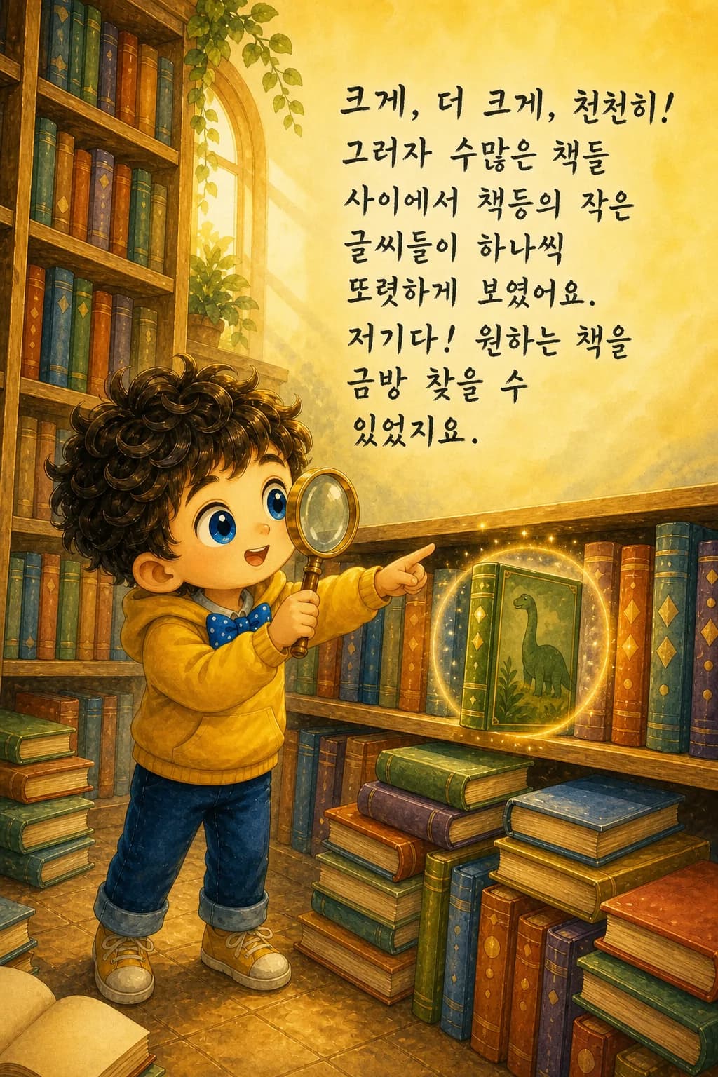 책등 글씨가 또렷하게 확대되어 빛나는 순간