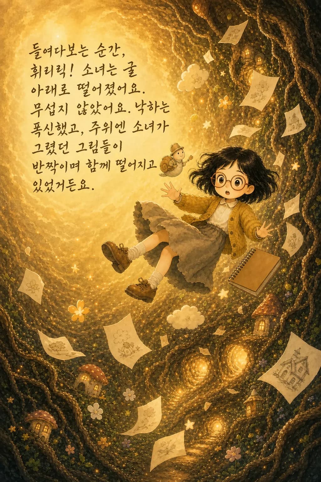 별이 흐르는 굴 속을 떨어지는 소녀