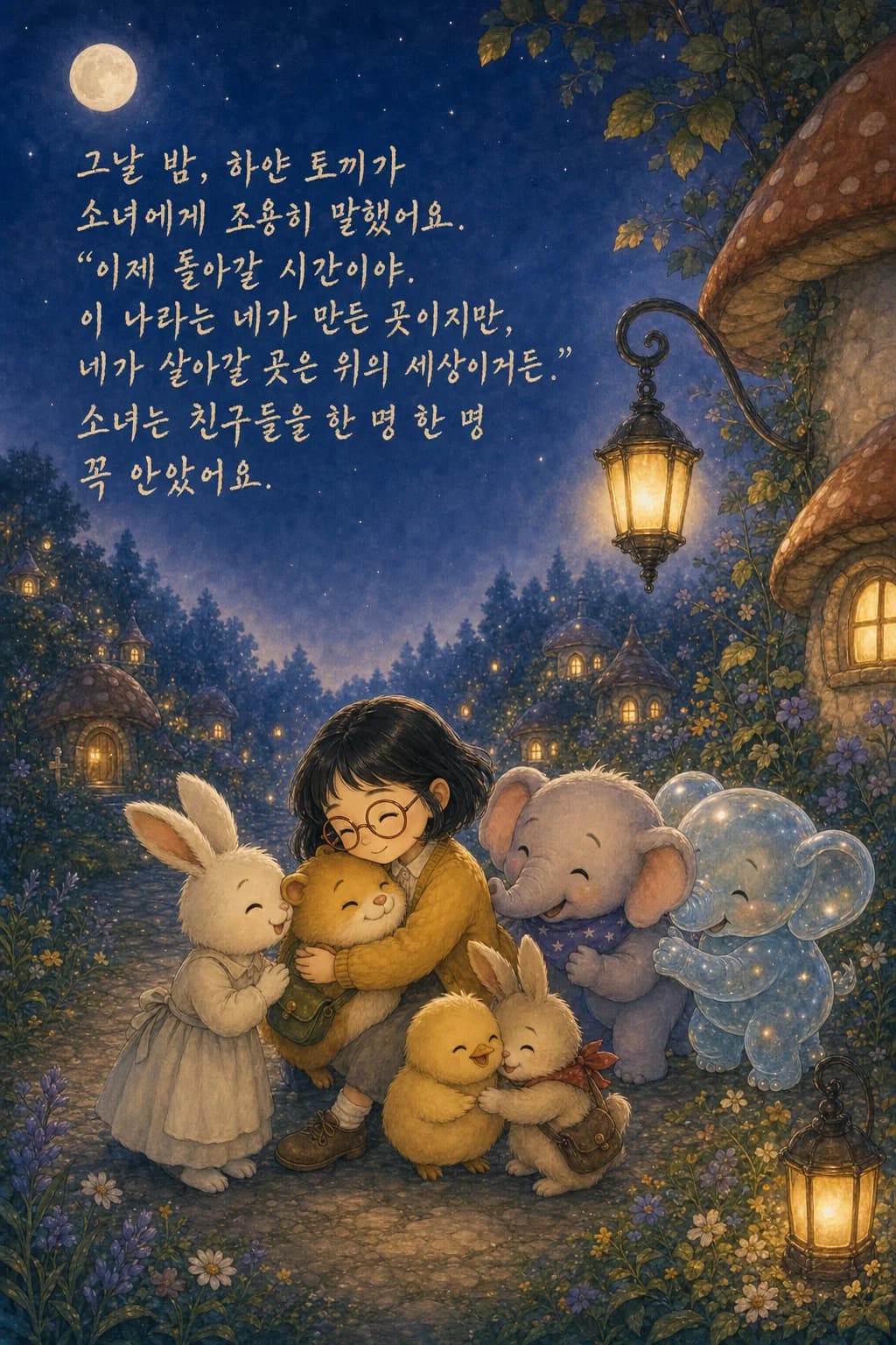 작별 인사를 나누는 소녀