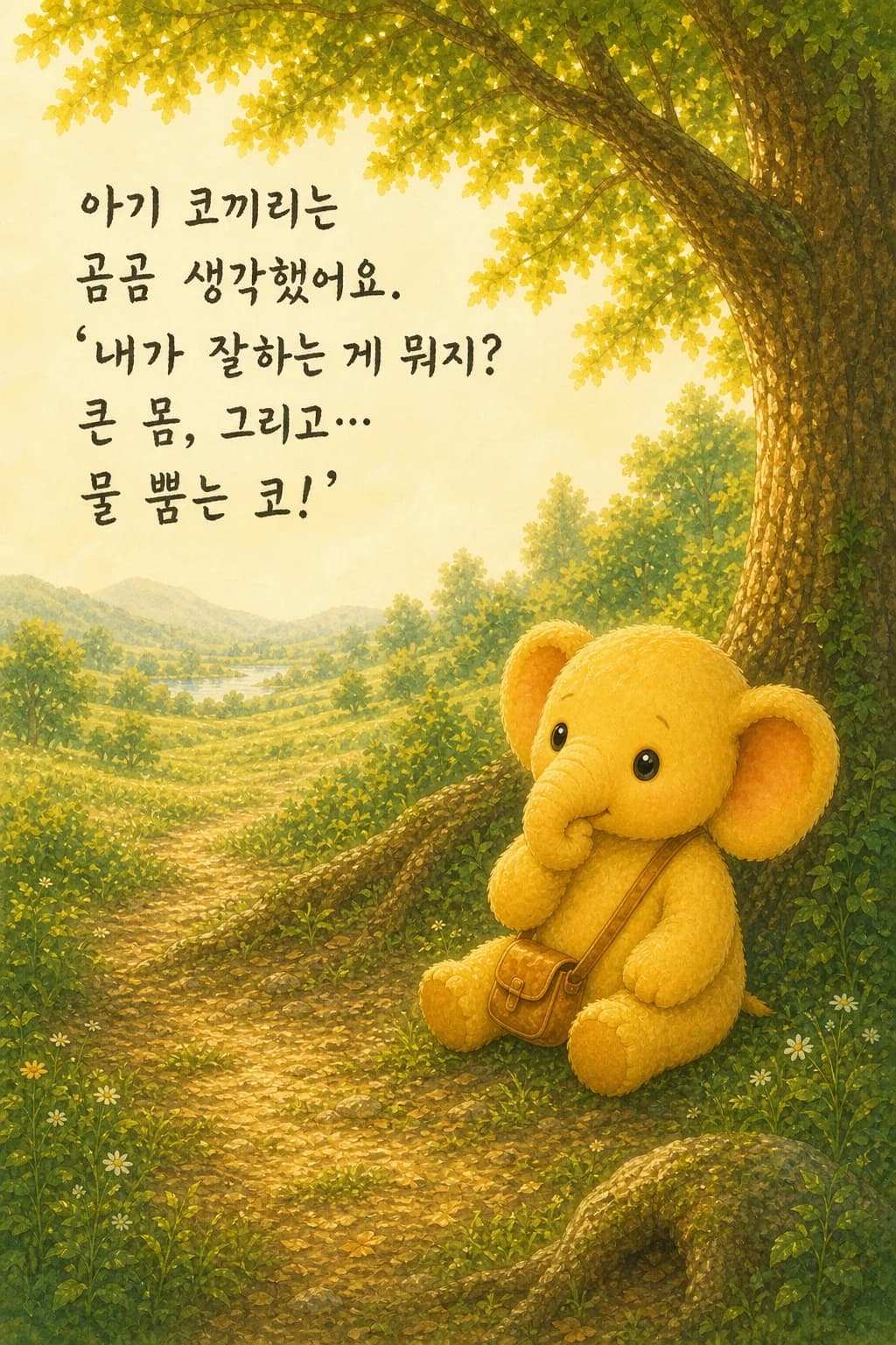 곰곰이 생각하다 반짝 떠올린 아기 코끼리