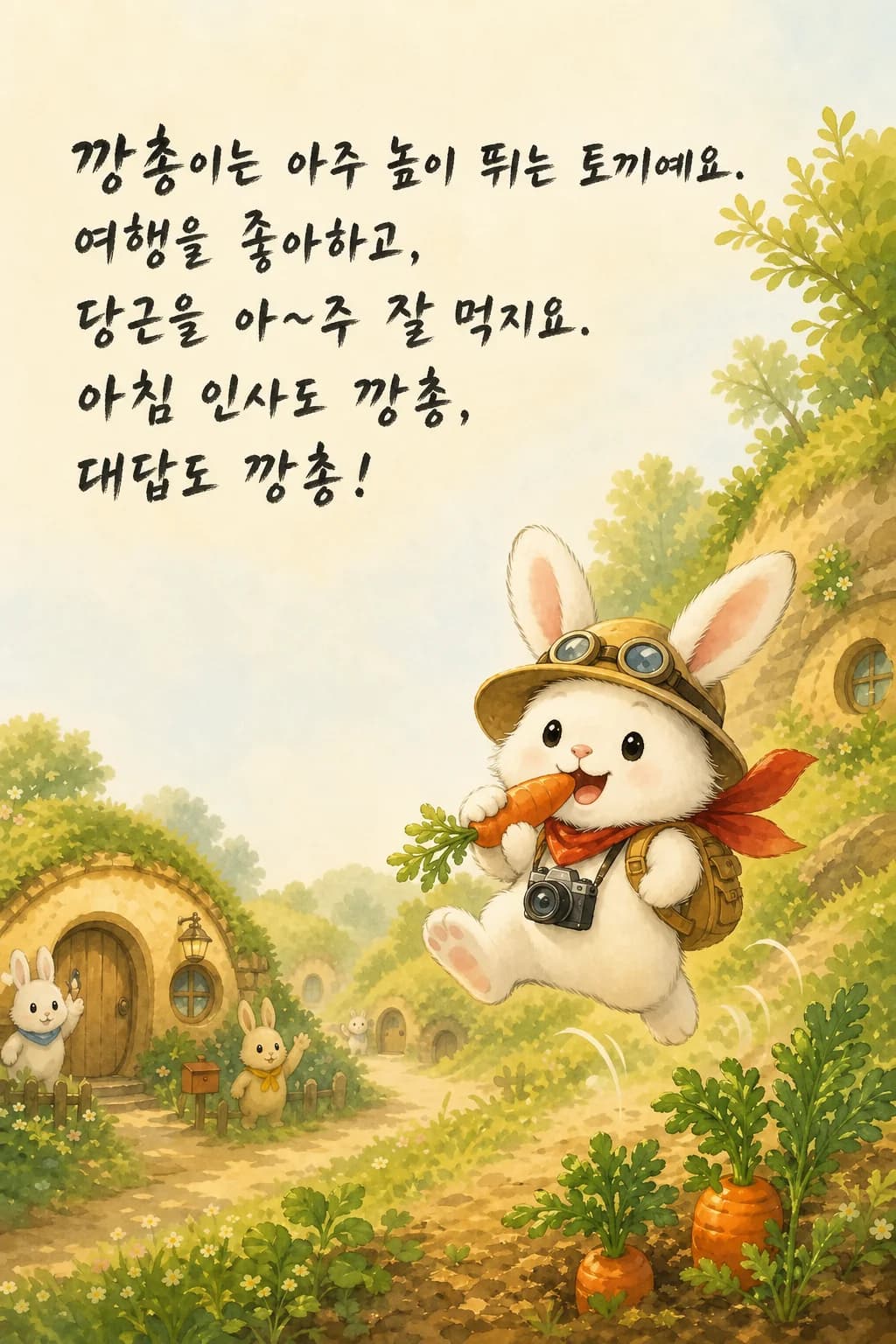 당근을 물고 뛰어다니는 깡총이
