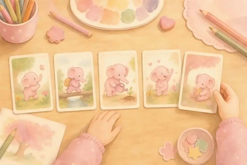 다섯 칸 이야기 카드, 평소·그런데·그래서·그러자·마침내