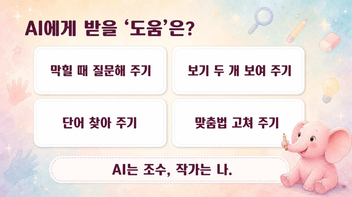 동화 쓰기 · GPT는 묻고, 나는 쓴다, 슬라이드 6/50